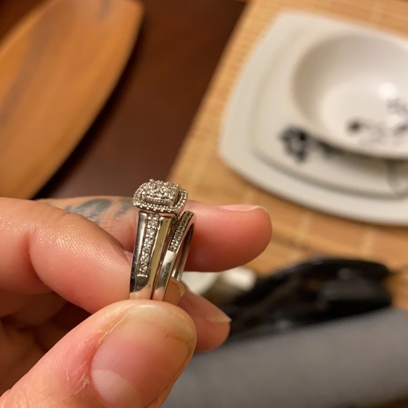 Platinum diamond ring wedding set - Picture 4 of 8